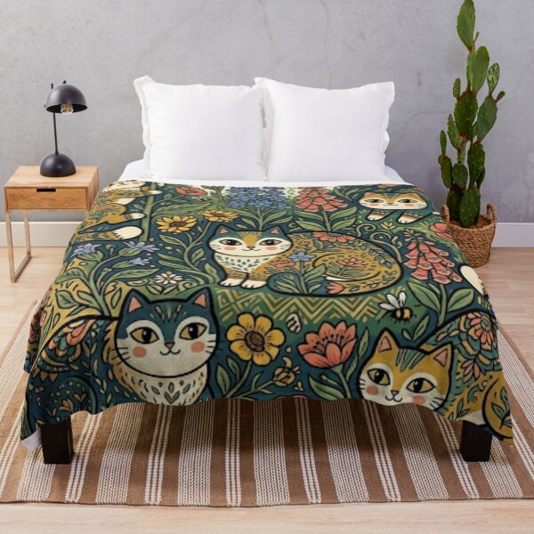 Item preview, Whimsical Folk Art Cats in a Cottage Garden designed and sold by Iampoji.