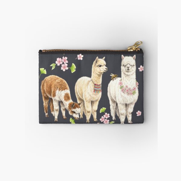 Item preview, Naturalist illustration: The trio of alpacas and spring flowers designed and sold by Green-Natura.