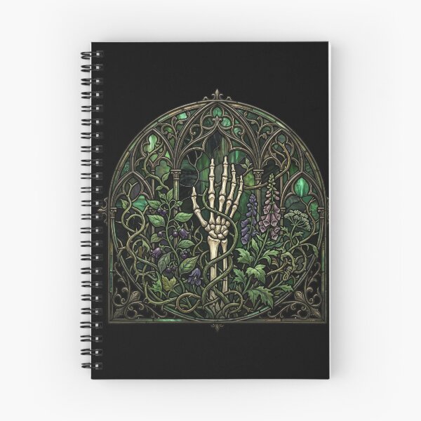 Item preview, Skeleton Hand Lavender Stained Glass — Gothic Oval Vines Green designed and sold by David Mateo ArtWorks.