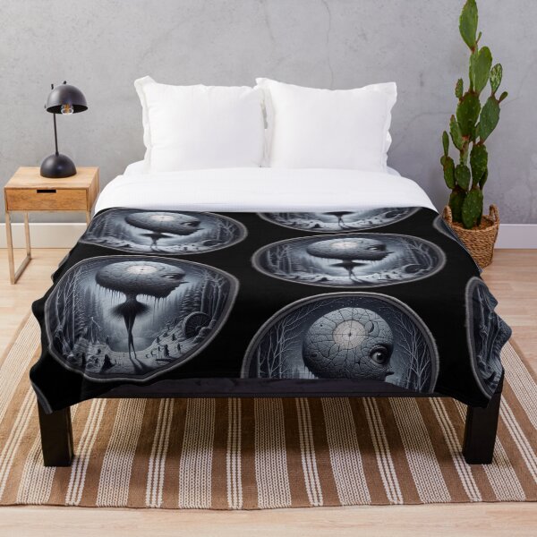 Item preview, Surreal Winter Forest Round Graphic with Cracked Moon Child designed and sold by LujziWorld.