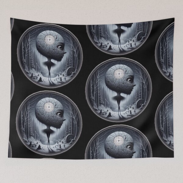 Item preview, Surreal Winter Forest Round Graphic with Cracked Moon Child designed and sold by LujziWorld.