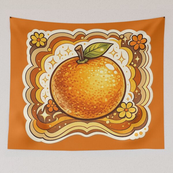 Item preview, Retro 70s Groovy Orange Flower Frame – Vintage Bohemian Citrus Art | Retro Orange Gift designed and sold by irfanshikh.
