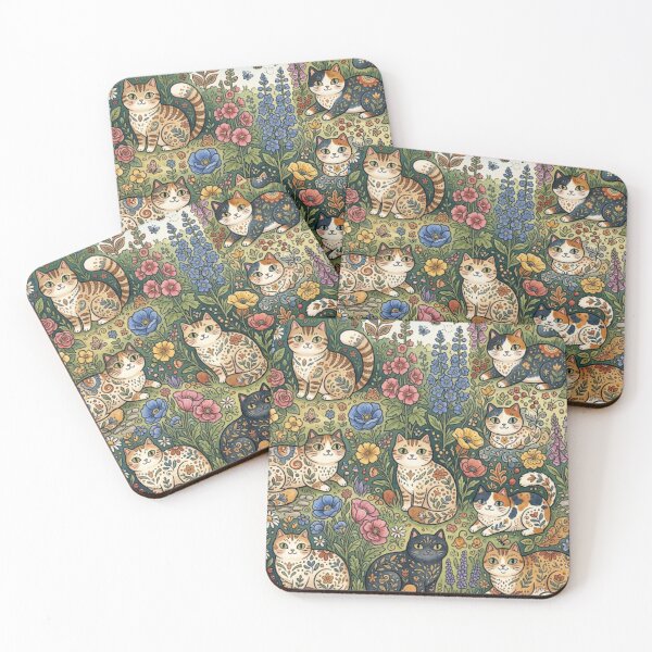 Item preview, Cat Lover Cottage Garden Floral Pattern designed and sold by Iampoji.