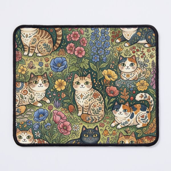 Item preview, Cat Lover Cottage Garden Floral Pattern designed and sold by Iampoji.