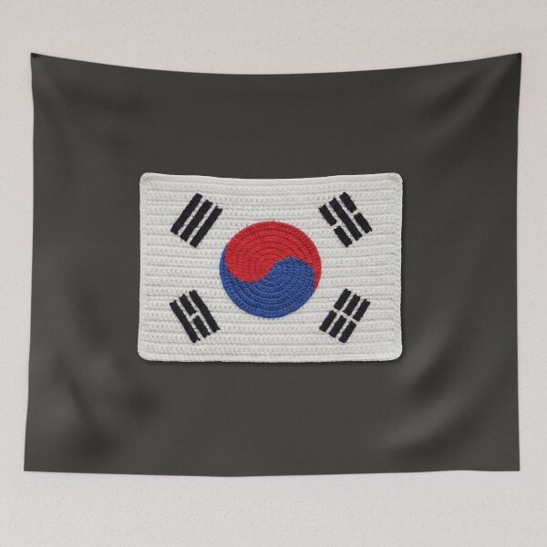 Item preview, Crochet South Korea Flag on Black designed and sold by TackyTime.