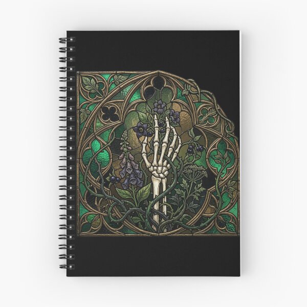 Item preview, Skeleton Hand Eclipse Stained Glass — Gothic Square Green Flora designed and sold by David Mateo ArtWorks.