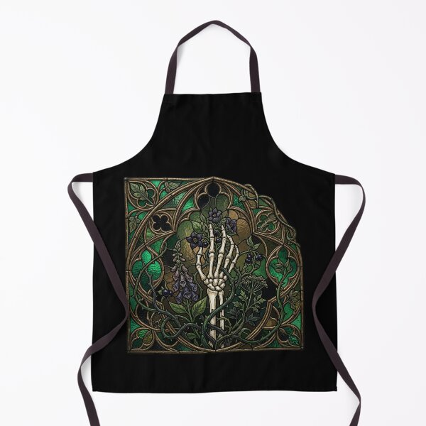Item preview, Skeleton Hand Eclipse Stained Glass — Gothic Square Green Flora designed and sold by David Mateo ArtWorks.
