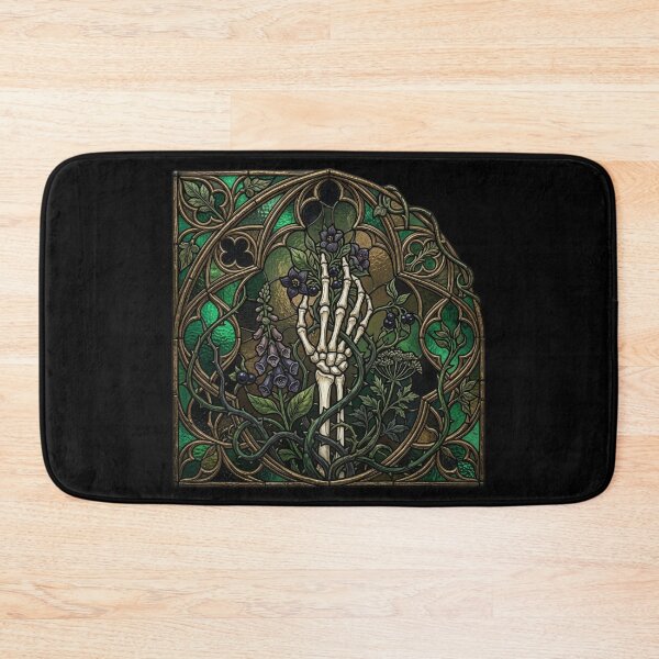 Item preview, Skeleton Hand Eclipse Stained Glass — Gothic Square Green Flora designed and sold by David Mateo ArtWorks.