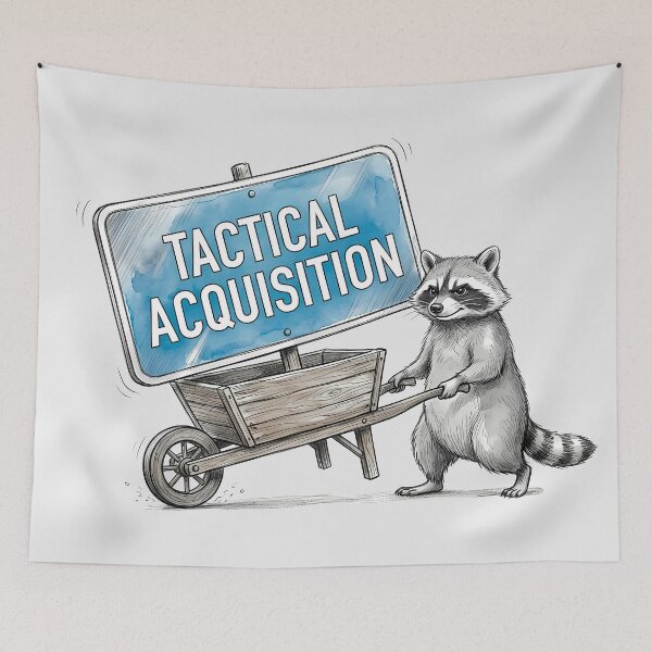 Item preview, Tactical Acquisition: Funny Raccoon Meme Art designed and sold by SoulPT.