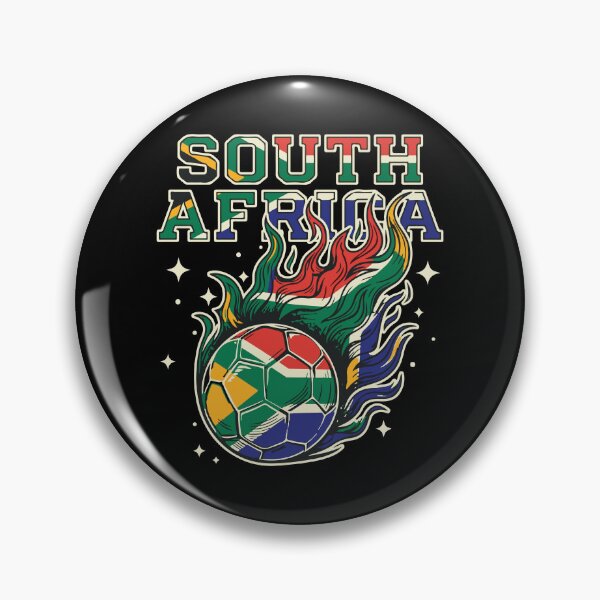 Item preview, South Africa Soccer Flaming Ball Retro Football Fan Art designed and sold by BrownHorse90s.