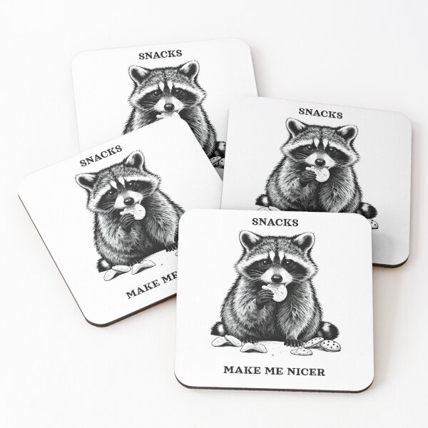 Item preview, Snacks Make Me Nicer Raccoon Eating Cookies designed and sold by DailyPrintLab.
