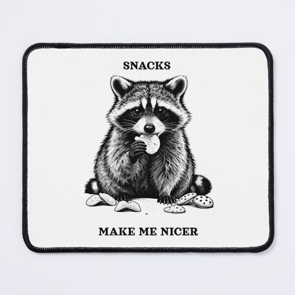 Item preview, Snacks Make Me Nicer Raccoon Eating Cookies designed and sold by DailyPrintLab.