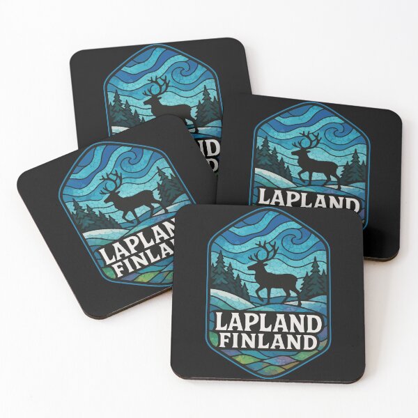 Item preview, Lapland Finland Reindeer Northern Lights Stained Glass Travel designed and sold by TomFrontierArt.