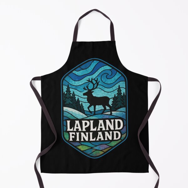 Item preview, Lapland Finland Reindeer Northern Lights Stained Glass Travel designed and sold by TomFrontierArt.