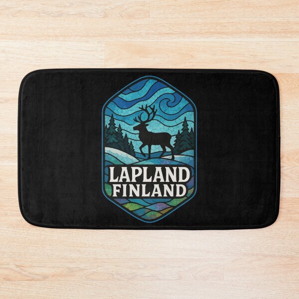 Item preview, Lapland Finland Reindeer Northern Lights Stained Glass Travel designed and sold by TomFrontierArt.
