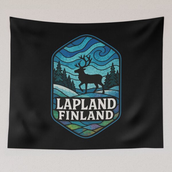 Artikelvorschau, Lappland, Finnland, Rentiere, Nordlichter, Glasmalerei, Reisen entworfen und verkauft von TomFrontierArt.