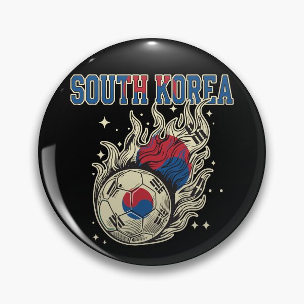 Item preview, South Korea Soccer Flaming Ball Retro Football Fan Art designed and sold by BrownHorse90s.