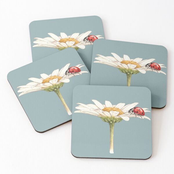 Item preview, Entomological illustration: Ladybug on a daisy designed and sold by Green-Natura.
