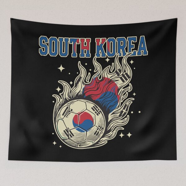 Item preview, South Korea Soccer Flaming Ball Retro Football Fan Art designed and sold by BrownHorse90s.