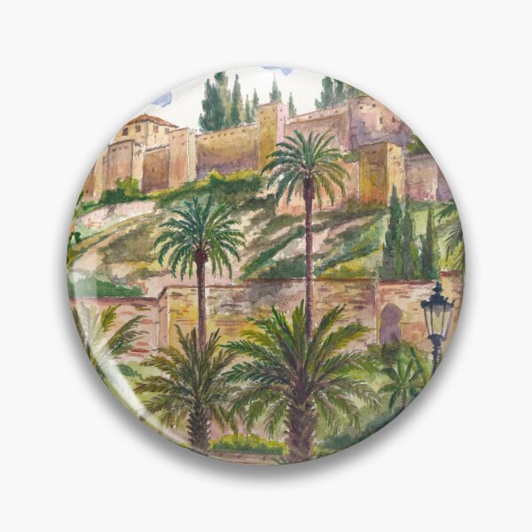 Item preview, Sunlit Málaga Gardens Beneath the Timeless Alcazaba Fortress Walls designed and sold by artshop77.