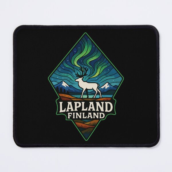 Item preview, Lapland Finland Reindeer Northern Lights Stained Glass designed and sold by TomFrontierArt.