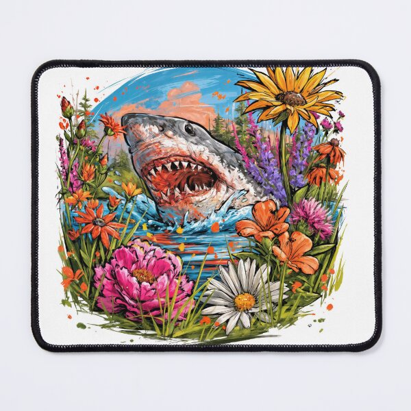 Item preview, T-Shirt - Sticker - Floral Frenzy Shark Splash designed and sold by ForeverPrintsOK.