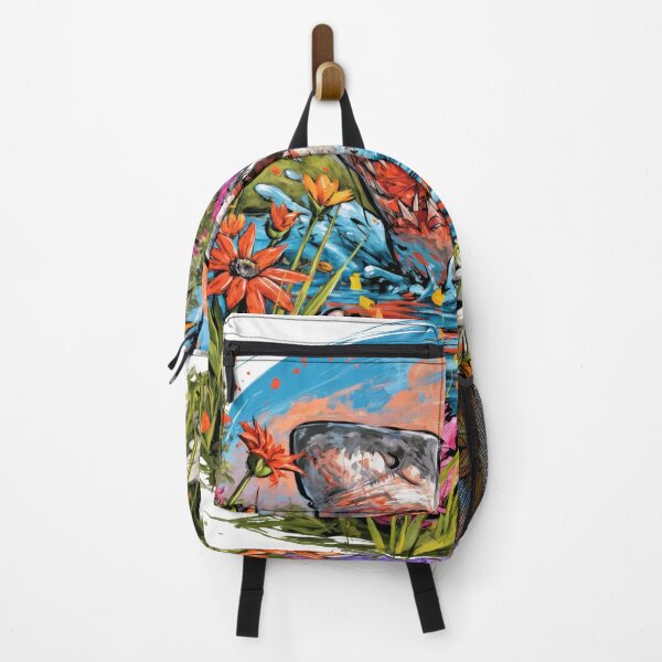 Item preview, T-Shirt - Sticker - Floral Frenzy Shark Splash designed and sold by ForeverPrintsOK.