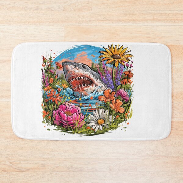 Item preview, T-Shirt - Sticker - Floral Frenzy Shark Splash designed and sold by ForeverPrintsOK.