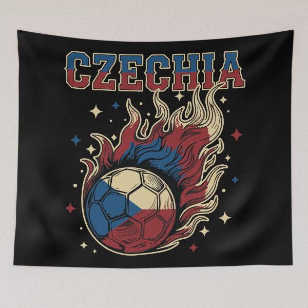 Item preview, Czechia Soccer Flaming Ball Retro Football Fan Art designed and sold by BrownHorse90s.