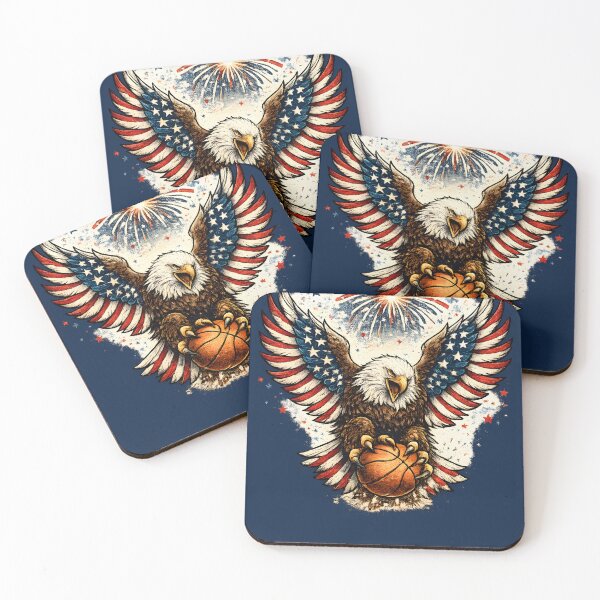Item preview, Patriotic Bald Eagle Basketball 4th of July Shirt designed and sold by PixelForge11.