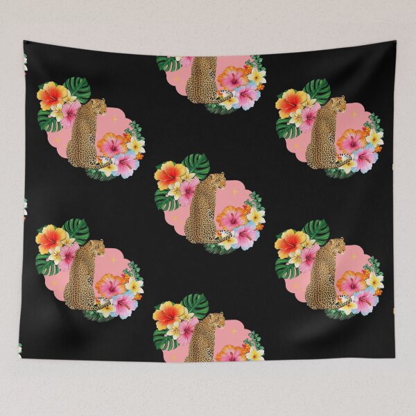 Item preview, Tropical Leopard — Hibiscus Floral Big Cat Art | Botanical Animal Print designed and sold by ChasingRabbit05.