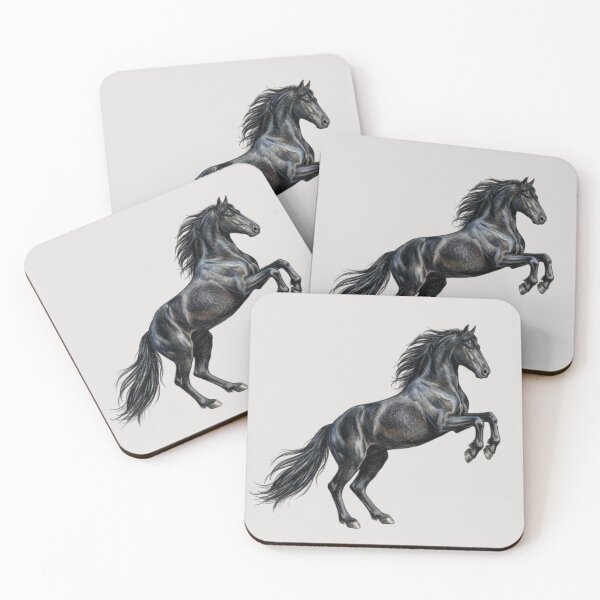 Item preview, Equestrian illustration: Rearing black stallion designed and sold by Green-Natura.