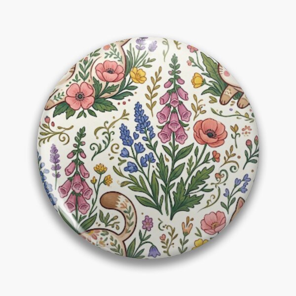 Item preview, Spring Meadow Cats Floral Pattern designed and sold by Iampoji.