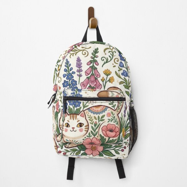 Item preview, Spring Meadow Cats Floral Pattern designed and sold by Iampoji.