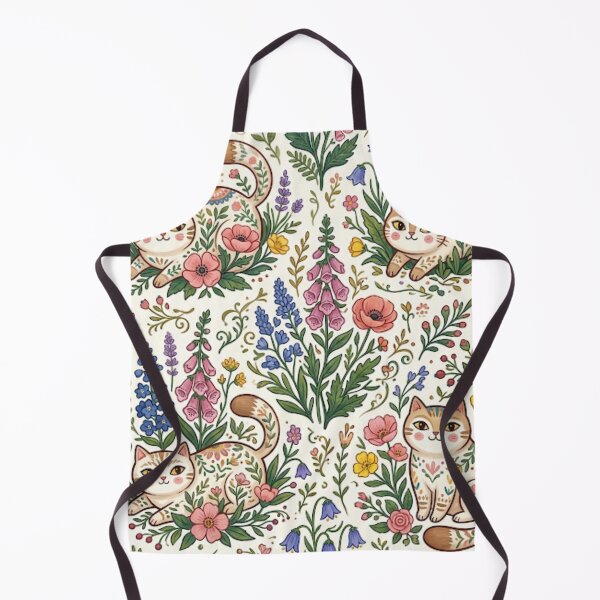 Item preview, Spring Meadow Cats Floral Pattern designed and sold by Iampoji.