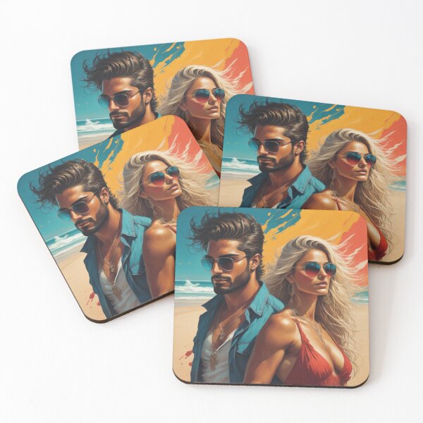 Item preview, Retro Summer Beach Couple Pop Art Sunglasses Splatter designed and sold by UmSkelig834.