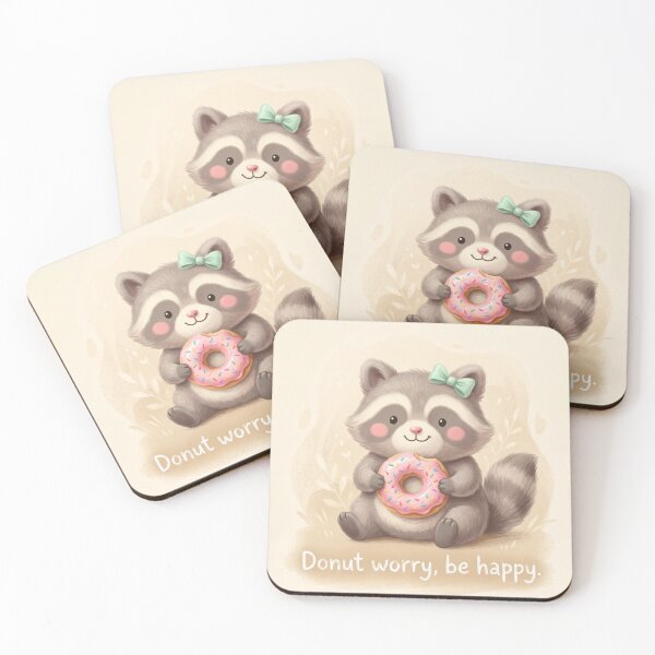 Item preview, Donut Worry Be Happy Raccoon Shirt | Cute Donut Raccoon Illustration designed and sold by DmaarGroup.