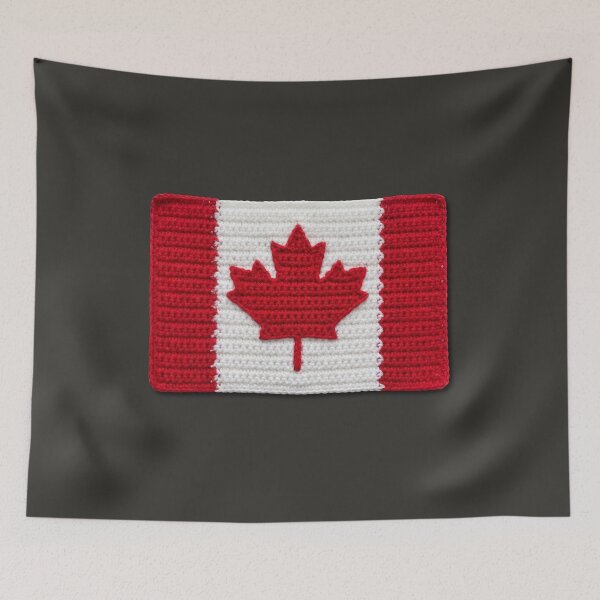 Item preview, Crochet Canadian Flag on Black designed and sold by TackyTime.