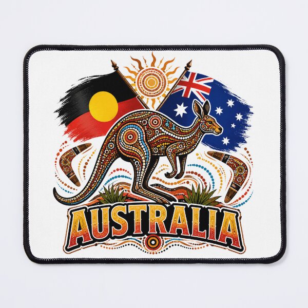 Item preview, Australia Land and Flags – Aboriginal-Inspired Map Design designed and sold by Holiday-Hunter.
