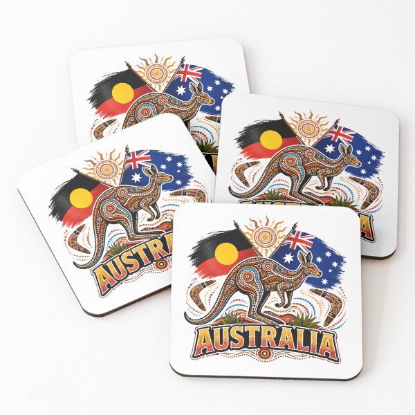 Item preview, Australia Land and Flags – Aboriginal-Inspired Map Design designed and sold by Holiday-Hunter.