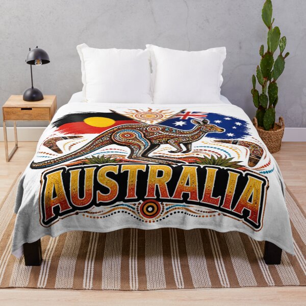 Item preview, Australia Land and Flags – Aboriginal-Inspired Map Design designed and sold by Holiday-Hunter.