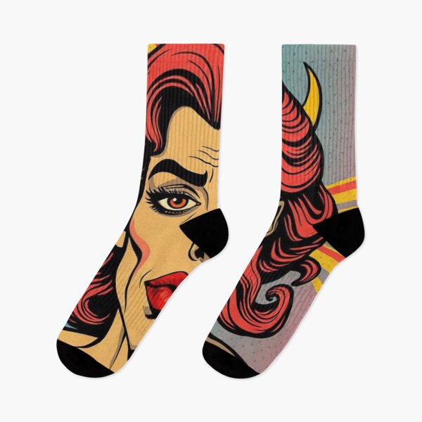 Item preview, Androgynous Person with Small Horns and Red Lips | Fantastic Portrait designed and sold by RAISC.