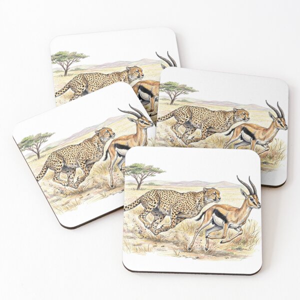 Item preview, Natural history illustration: The race between the Cheetah and the Gazelle designed and sold by Green-Natura.