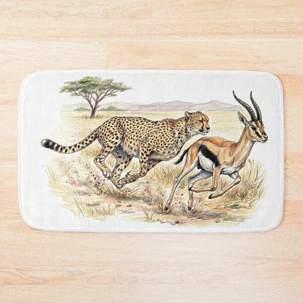 Item preview, Natural history illustration: The race between the Cheetah and the Gazelle designed and sold by Green-Natura.