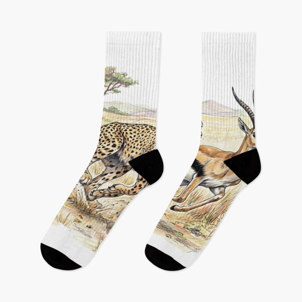 Item preview, Natural history illustration: The race between the Cheetah and the Gazelle designed and sold by Green-Natura.
