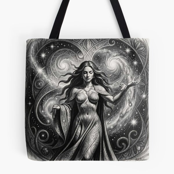 Item preview, Cosmic Flow Goddess inspired by Mucha – Surreal goddess in the universal energy flow designed and sold by FotoworldEdel.