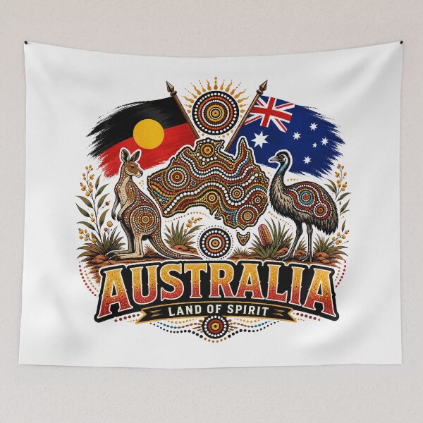Item preview, Country Pride Australia – Aboriginal-Inspired Map Design designed and sold by Holiday-Hunter.