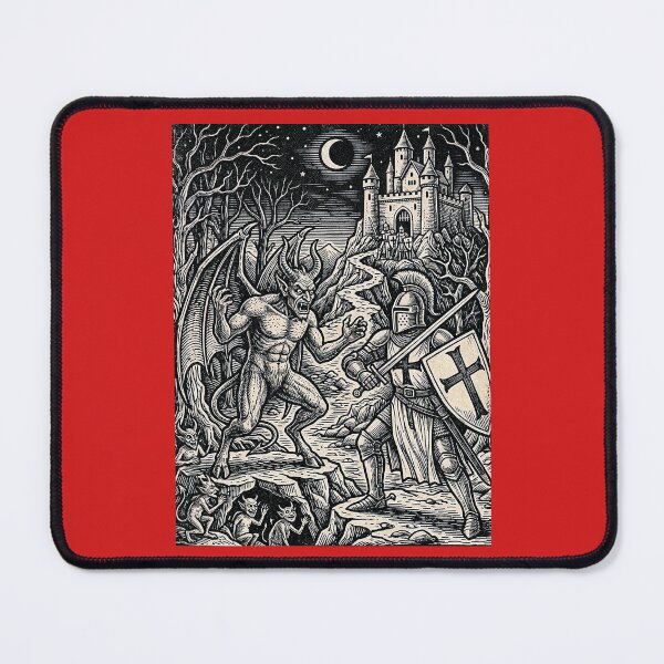 Item preview, The Knight and the Devil - Medieval Woodcut Art designed and sold by Marginalia Workshop.