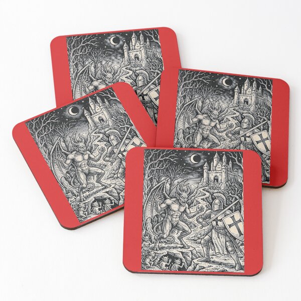 Item preview, The Knight and the Devil - Medieval Woodcut Art designed and sold by Marginalia Workshop.