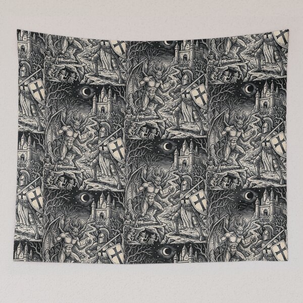 Item preview, The Knight and the Devil - Medieval Woodcut Art designed and sold by Marginalia Workshop.